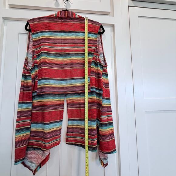 Rock&Roll Cowgirl BOHO multicolor striped waterfall open front vest XL - Picture 3 of 8